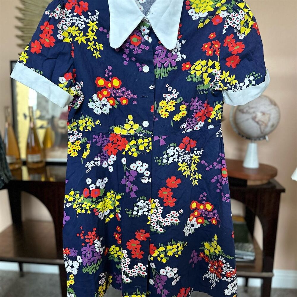Sears JR Bazar Women's M Floral Mod Mini Dress Vintage 60s Retro Style